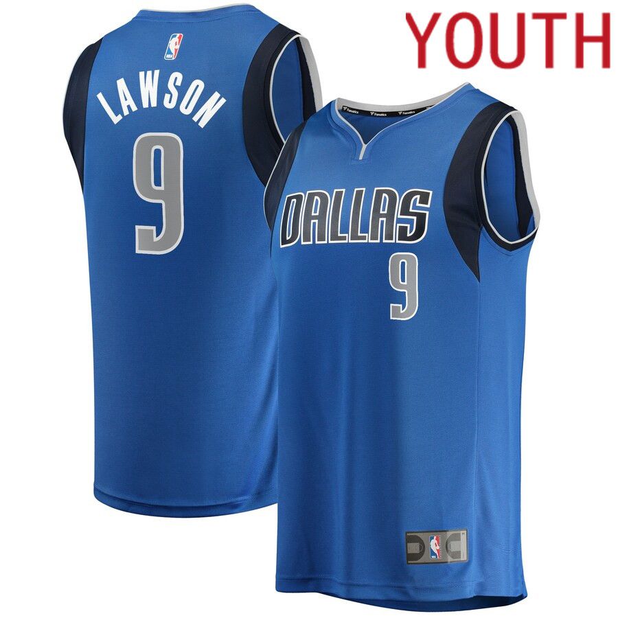 Youth Dallas Mavericks 9 A.J. Lawson Fanatics Branded Blue Fast Break Player NBA Jersey